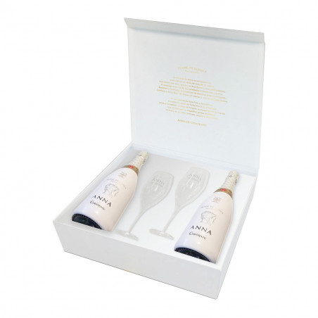 Estuche 2 botellas de Anna de Codorniu Blanc de Blancs + 2 copas