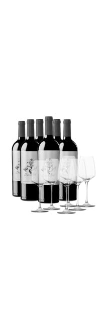 Estuche 6 botellas de Juan Gil Etiqueta Plata 12 meses + 6 copas