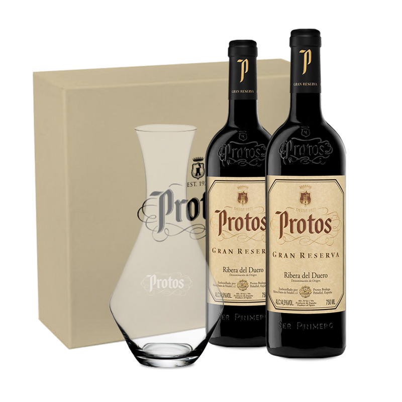 Estuche 2 Botellas Protos Gran Reserva + Decantador Riedel Regalo