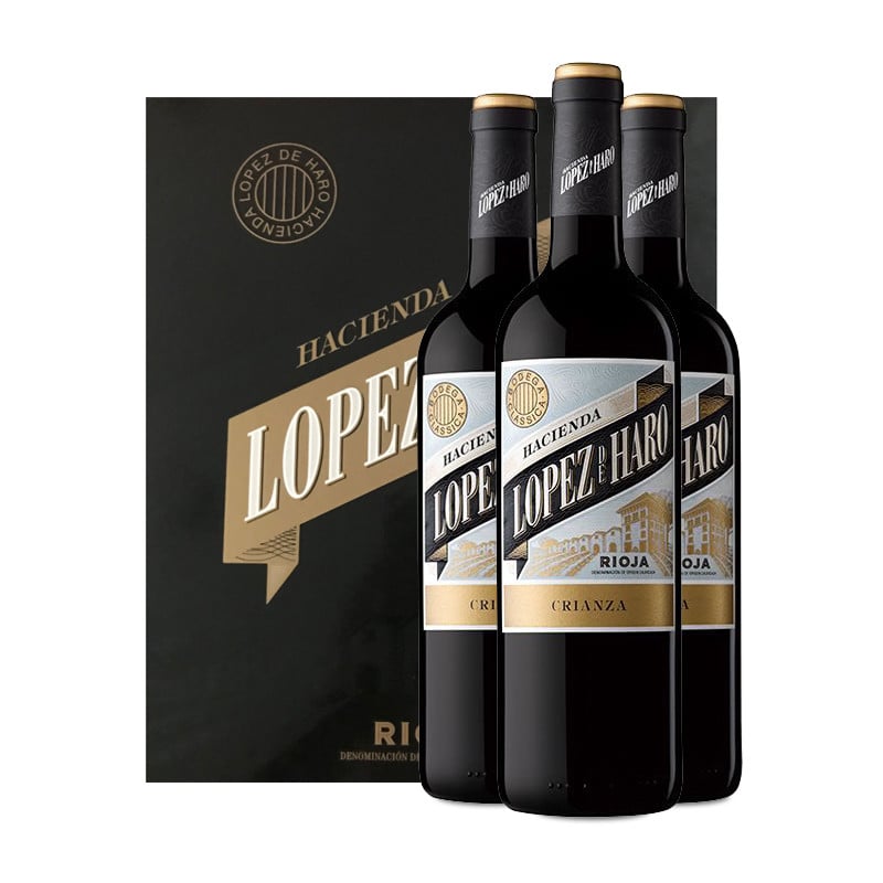 Estuche 3 Botellas Hacienda López De Haro Crianza Regalo